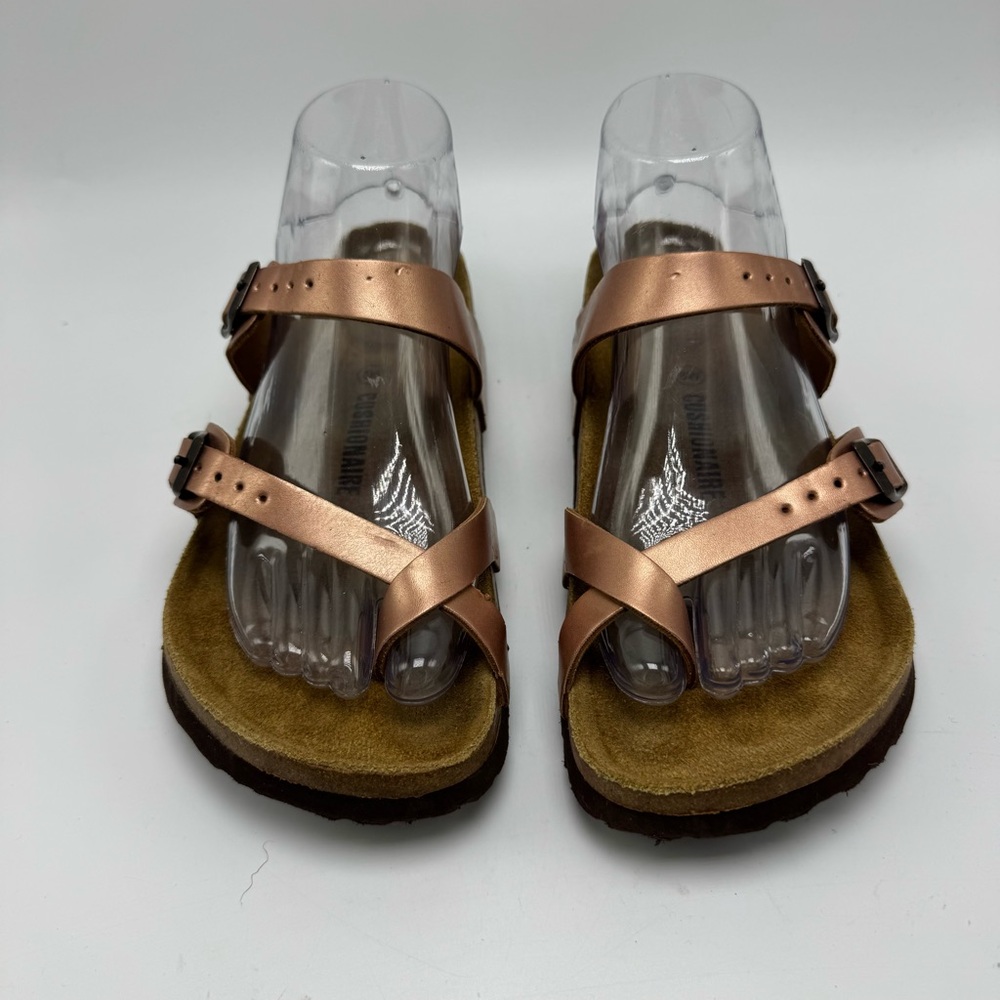 Cushionaire Luna Cork Footbed Sandals Rose Gold Size 8W Comfort Buckle Boho - Picture 2 of 10